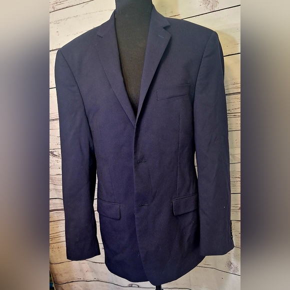 Ralph Lauren Blue Label Navy Stretch Wool Blend Blazer Made For Dillards 40R - Picture 2 of 12